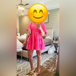 Vibrant Pink Off-Shoulder Dress